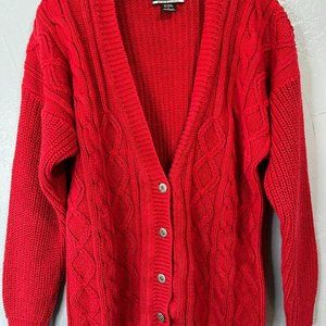 SK & Company Wear Red Button Down Cardigan Sweater - Women's Large (L) - Vintage
